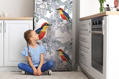 Magnetiskt kylskåp skydd Målade fåglar
