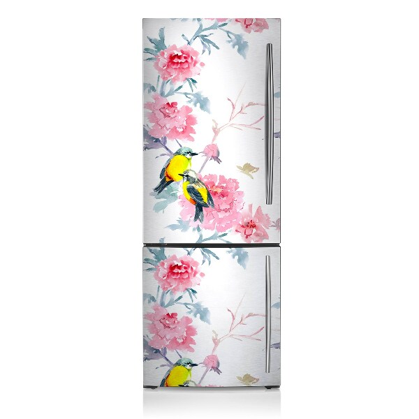 Magnetiskt kylskåpsöverdrag Fåglar och blommor