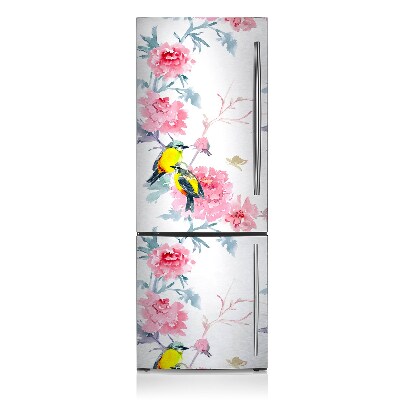 Magnetiskt kylskåpsöverdrag Fåglar och blommor