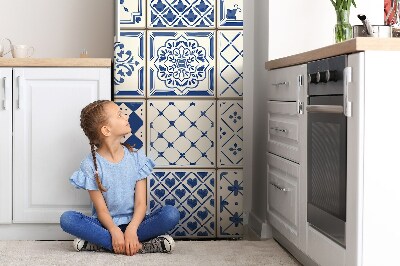 Magnetiskt kylskåpsöverdrag Blå kakel
