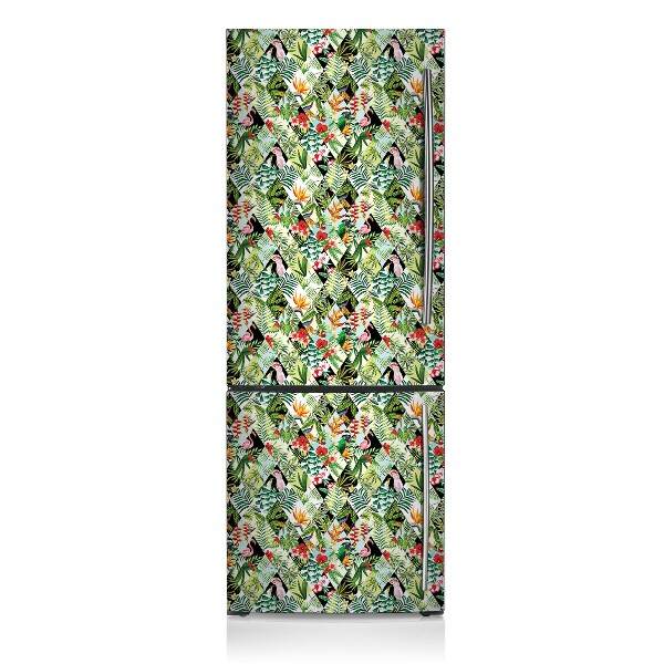 Magnetiskt kylskåpsöverdrag Blommor och fåglar