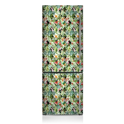 Magnetiskt kylskåpsöverdrag Blommor och fåglar