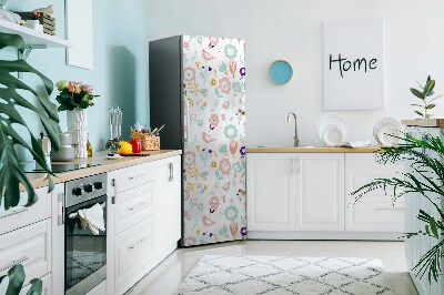 Magnetiskt kylskåpsöverdrag Målade sparvar