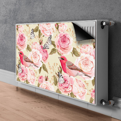 Magnetisk radiatorkåpa Fåglar blommar fjärilar