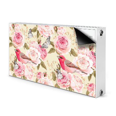 Magnetisk radiatorkåpa Fåglar blommar fjärilar