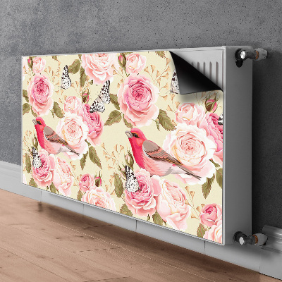 Magnetisk radiatorkåpa Fåglar blommar fjärilar