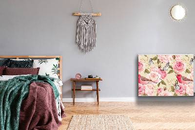 Magnetisk radiatorkåpa Fåglar blommar fjärilar