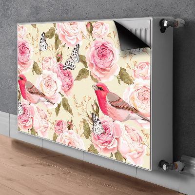 Magnetisk radiatorkåpa Fåglar blommar fjärilar