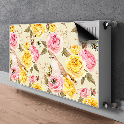 Magnetiskt radiatorskydd Fåglar och rosor
