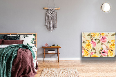 Magnetiskt radiatorskydd Fåglar och rosor