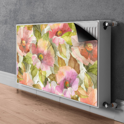 Magnetiskt radiatorskydd Målade blommor