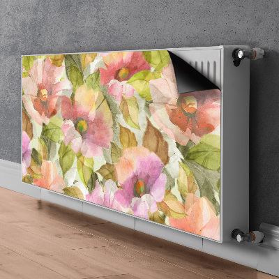 Magnetiskt radiatorskydd Målade blommor