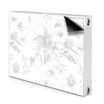 Magnetiskt radiatorskydd Gråa blommor