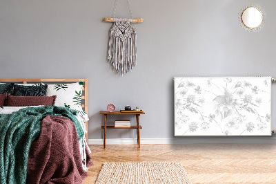 Magnetiskt radiatorskydd Gråa blommor