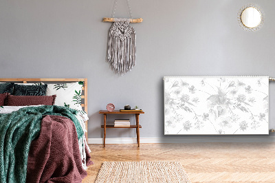 Magnetiskt radiatorskydd Gråa blommor