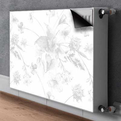 Magnetiskt radiatorskydd Gråa blommor