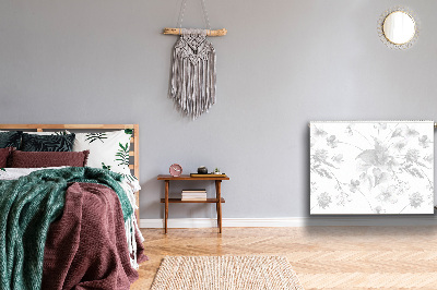 Magnetiskt radiatorskydd Gråa blommor