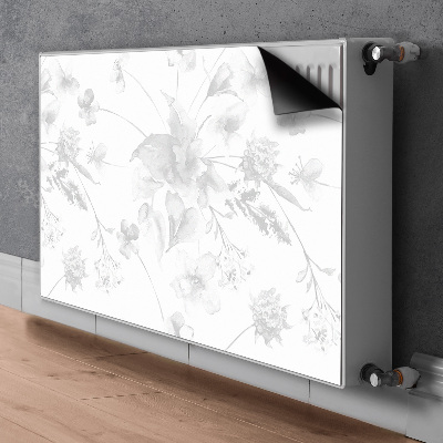 Magnetiskt radiatorskydd Gråa blommor