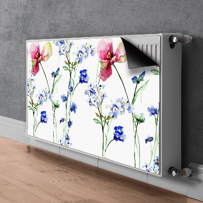 Magnetisk radiatorkåpa Målade blommor