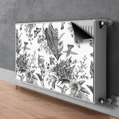 Magnetiskt radiatorskydd Svart och vit trädgård