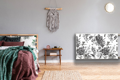 Magnetiskt radiatorskydd Svart och vit trädgård