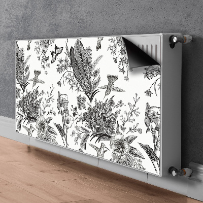 Magnetiskt radiatorskydd Svart och vit trädgård