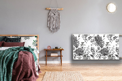Magnetiskt radiatorskydd Svart och vit trädgård