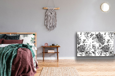 Magnetiskt radiatorskydd Svart och vit trädgård