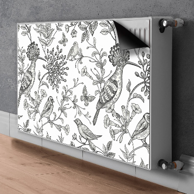 Magnetisk radiatorkåpa Skissade fåglar