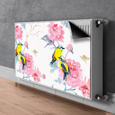 Magnetisk radiatorkåpa Fåglar och blommor