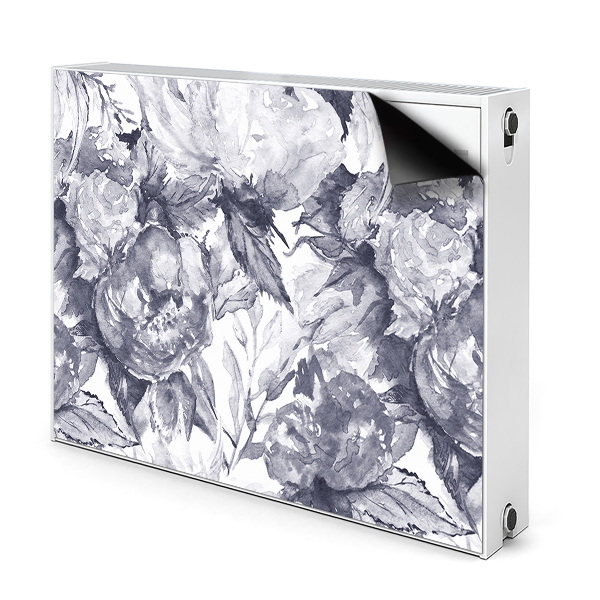 Magnetisk radiatorkåpa Gråa blommor