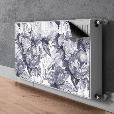 Magnetisk radiatorkåpa Gråa blommor