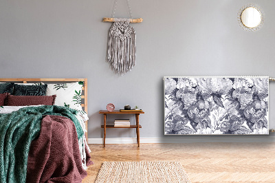 Magnetisk radiatorkåpa Gråa blommor