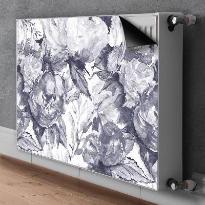 Magnetisk radiatorkåpa Gråa blommor