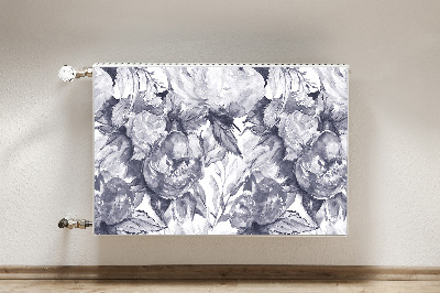 Magnetisk radiatorkåpa Gråa blommor
