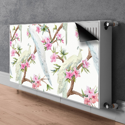 Magnetiskt radiatorskydd Vita påfåglar