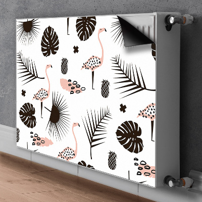 Magnetiskt radiatorskydd Blad och flamingos
