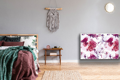 Magnetisk radiatorkåpa Lila fåglar