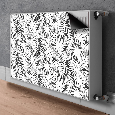 Magnetisk radiatorkåpa Svarta och vita blad