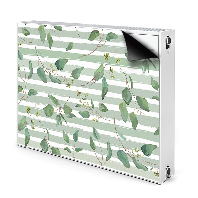 Magnetiskt radiatorskydd Blad på randig bakgrund