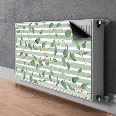 Magnetiskt radiatorskydd Blad på randig bakgrund