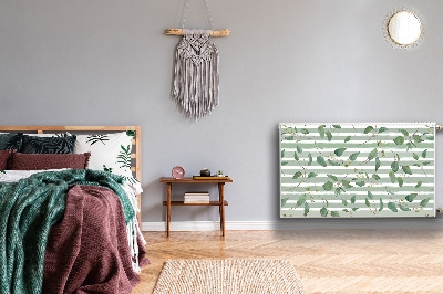 Magnetiskt radiatorskydd Blad på randig bakgrund