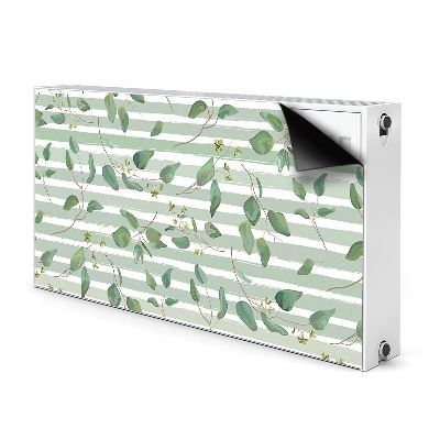 Magnetiskt radiatorskydd Blad på randig bakgrund