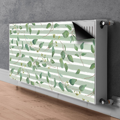 Magnetiskt radiatorskydd Blad på randig bakgrund