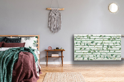 Magnetiskt radiatorskydd Blad på randig bakgrund