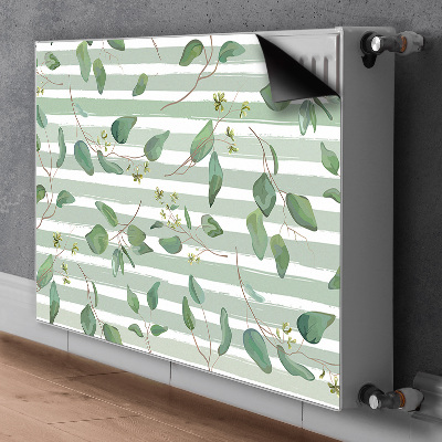 Magnetiskt radiatorskydd Blad på randig bakgrund