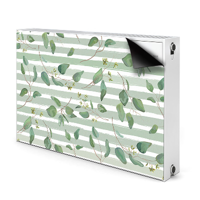 Magnetiskt radiatorskydd Blad på randig bakgrund