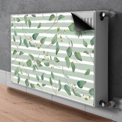 Magnetiskt radiatorskydd Blad på randig bakgrund