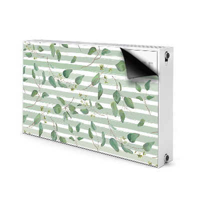 Magnetiskt radiatorskydd Blad på randig bakgrund