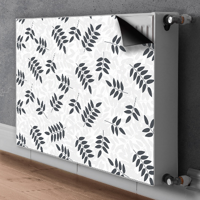 Magnetisk radiatorkåpa Svarta och gråa blad